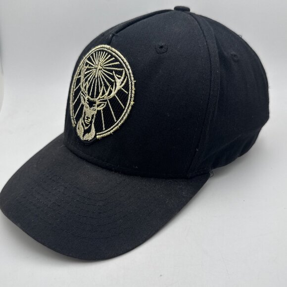 Jagermeister Hat Cap Gold Embroidered Deer Logo Snapback Adjustable Black OSFM - Picture 2 of 5
